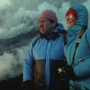 Katia and Maurice Krafft on one of their beloved volcanoes in Fire of Love