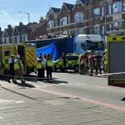 Lorry and emergency services in Clapton Common
