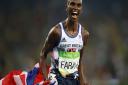 File photo dated 20-08-2016. Mo Farah won 5,000m and 10,000m gold at London 2012 and was seeking to do the 'double double' when he embarked on the 5,000m in Rio, having already won over 10,000m. And the Londoner's wide smile lit up the night's sky once ag