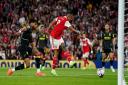 Arsenal's Gabriel Jesus score his side's first goal against Aston Villa