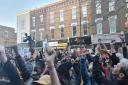 Protesters blocked off Stoke Newington High Street calling for justice and action after a Black child was strip searched at school