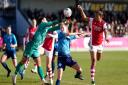 Arsenal's Nikita Parris (right) battles for the ball with London City Lionesses goalkeeper Shae Yanez and Lucy Fitzgerald