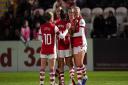 Arsenal's Frida Maanum (right) celebrates scoring with her team-mates