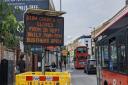 Signs in advance of the opening of Stoke Newington Low Traffic Neighbourhood