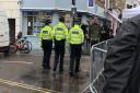 A new separate market for essential shopping has been introduced at Broadway market to combat overcrowding, with extra police officers. Picture: Louise Brewood