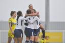 Ryah Vyse is congratulated by her Tottenham Hotspur Ladies team-mates after scoring against Oxford United Women (pic: wusphotography.com).