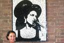 Sally Kendall and her Amy Winehouse mosaic at the Hawley Arms. Credit: Sally Kendall