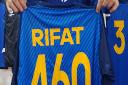 Ahmet Rifat poses with a 460 shirt after breaking the club record (Pic: Khalid Karimullah)