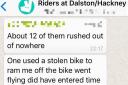 Courier riders are alerting each other to the attacks in a WhatsApp group.