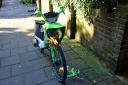 The Lime e-Bike on fire in Queen Elizabeth's Walk on May 1