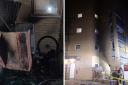 The fire broke out in a shed outside a block of flats