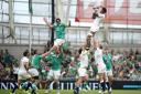 Courtney Lawes wins lineout ball for England in Ireland