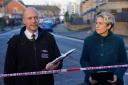 Detective Chief Superintendent James Conway and Mayor of Hackney Caroline Woodley speak at the police cordon earlier today