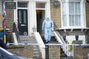 Forensics at the scene of Montague Road in Hackney
