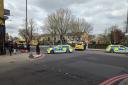 Emergency services blocked off roads in Clapton after the fire