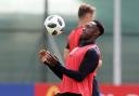 England's Danny Welbeck during the training session at the Spartak Zelenogorsk Stadium, Repino (Pic: Owen Humphreys/PA)