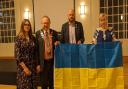 Maryna Ivaniuk, Hackney Speaker Michael Desmond, Hackney Mayor Philip Glanville, Nataliya Nayda at reception for Ukraine