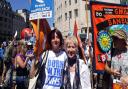 Clare Matheson and her mother Julia Lafferty at the NHS 70th birthday march in 2018