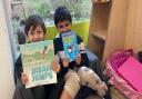Pupils from New North Academy with their new books