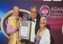 Owner of YumYum Thai Restaurant in Stoke Newington, Atique Choudhury with his parents Khaleda and Dabirul Choudhury at The Asian Curry Awards