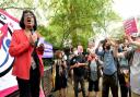 Diane Abbott joined protesters demanding the removal of the statue of Robert Geffrye who lived from 1613-1703.