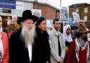 Rabbi Herschel Gluck OBE speaks at a Stand Up to Racism event earlier this year.