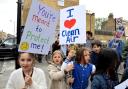 Children and parents from William Patten Primary Schools march down Church Street in April to protest against road closure plans they said would worsen air quality. Picture: Polly Hancock