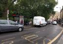 Traffic queuing in Westgate Street, near London Fields Primary School