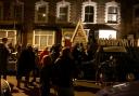 Crowds gathering to see George Lammiman\'s haunted house visual display. Picture: Sally Freestone