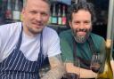 Chefs Martin Sternbergs and Fernando Passos outside their Pie and Wine shop in Harrow Road, Kensal Green