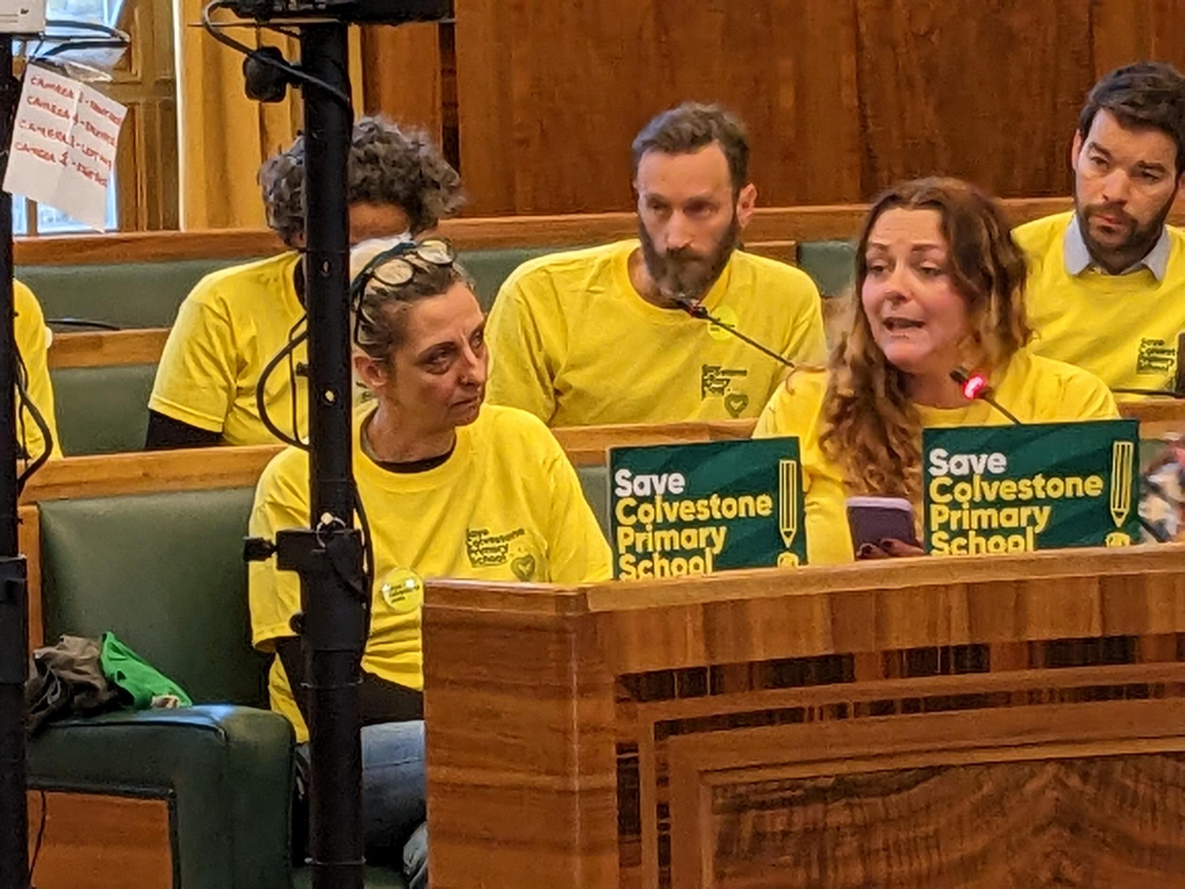 Colvestone parents SEND representative Dorothea Kanellopoulou addresses Hackney Councils cabinet over plans to merge the school due to falling pupil numbers. Photo: Julia Gregory