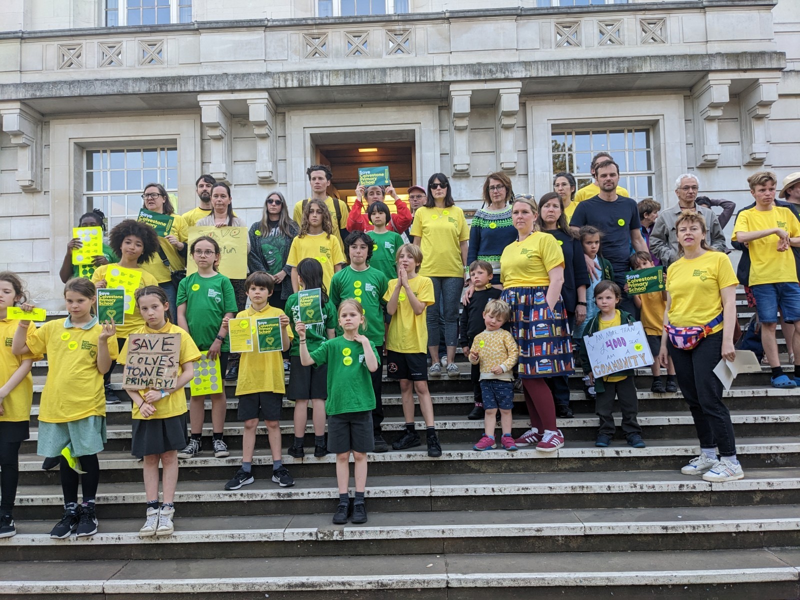  Colvestone parents and children take their message to Hackney Councils cabinet over plans to merge the school due to falling pupil numbers. Photo: Julia Gregory