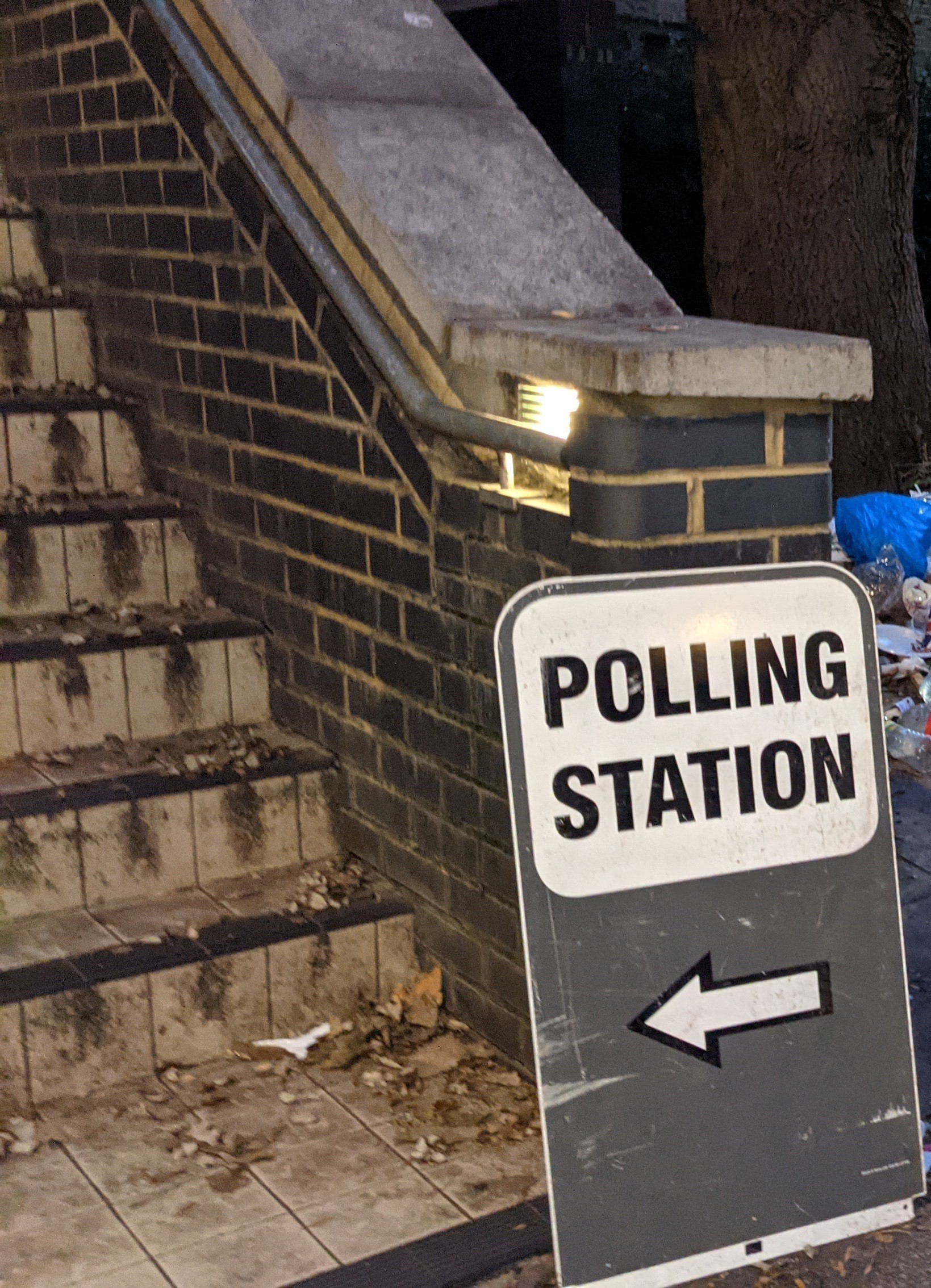 A polling station sign in Hackney. Photo: LDR Julia Gregory