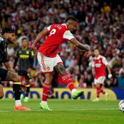 Arsenal's Gabriel Jesus score his side's first goal against Aston Villa