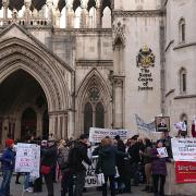 Protestors outside the Royal Courts of Justice