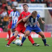 Leyton Orient midfielder Craig Clay battles with Hartlepool United's Nicky Featherstone (pic: Simon O'Connor).