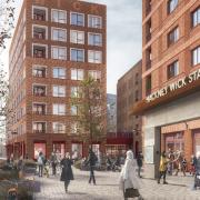 An artist's impression shows Notting Hill Genesis' plans for sites around Hackney Wick station