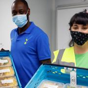 Felix's Kitchen Launch at their new premises with volunteers like former Tottenham football player Ledley King, food writer and chef Melissa Hemsley and children from the local community.