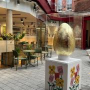 Giant interactive chocolate eggs have been put up in Islington Square for Easter