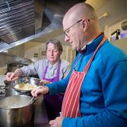 Volunteer Bridget lane with Martin Stone at Muswell Hill Soup Kitchen