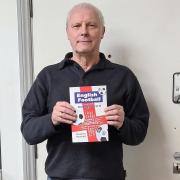 Hackney football fan Steven Hawkings with his book English Football and My (Very Small) Part In It