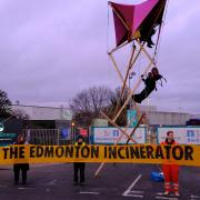 Protesters blockade the Edmonton incinerator site this morning