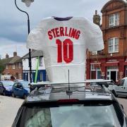 Raheem Sterling's papier-mâché torso made its way across Hackney to Tottenham on the day of the Euro 2020 final.