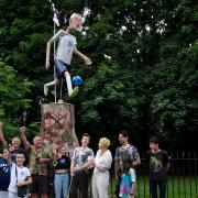 Magnus Irvin's Harry Kane statue in London Fields, hours before the England v Italy Euro 2020 final.