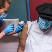 Ivan Worrell, 93, gets his covid-19 vaccine in Hackney.