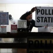 A polling station is set-up as voters go to the polls. Photograph: Gareth Fuller/PA Wire.
