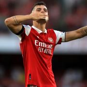 Arsenal\'s Granit Xhaka applauds the fans after a Premier League match at Emirates Stadium