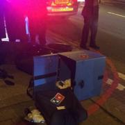 The crash involved a pizza delivery moped and a car. Picture: @999London
