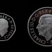 The official coin effigy of King Charles III on a 50 pence and ?5 Crown commemorating the life and legacy of Queen Elizabeth II