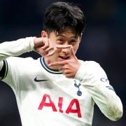 Tottenham Hotspur\'s Son Heung-min celebrates scoring their third goal